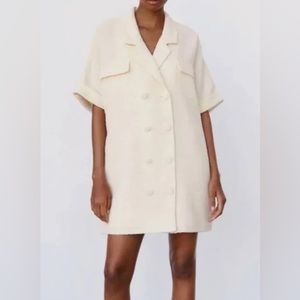 Zara ivory boucle tweed structured dress